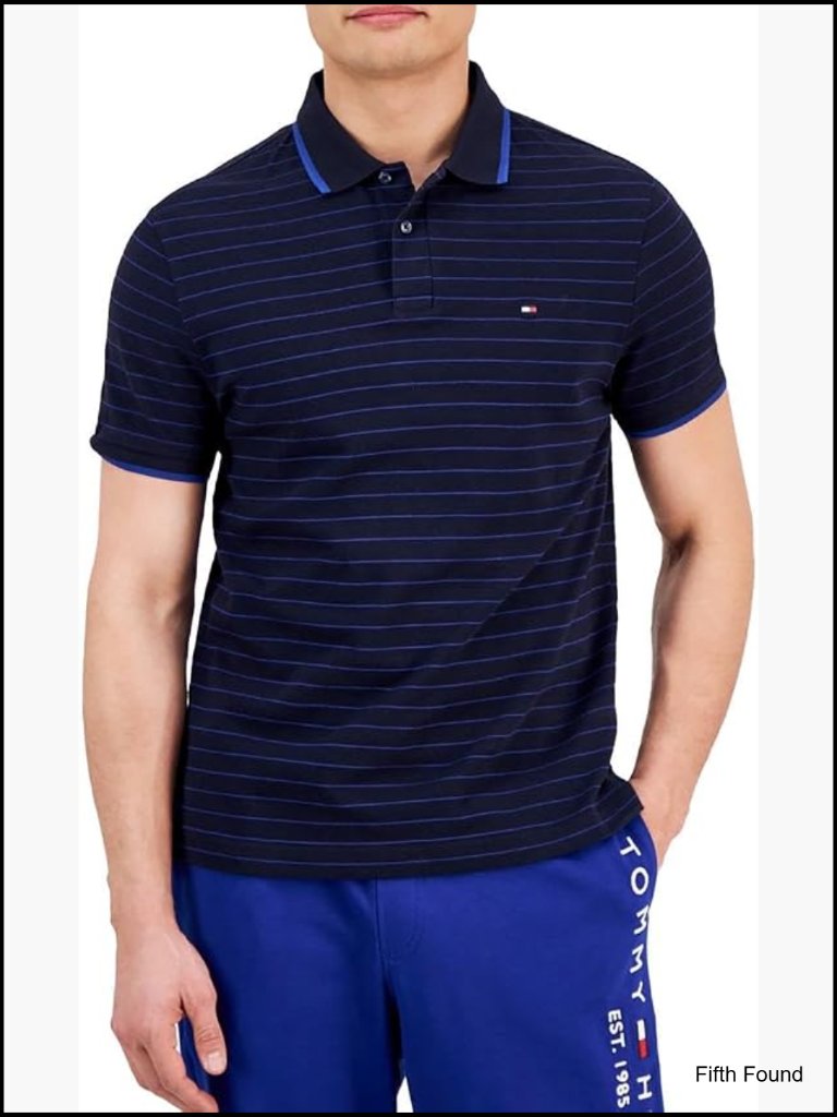 Men's Short Sleeve Regular Fit Stripe Polo Shirt Cotton